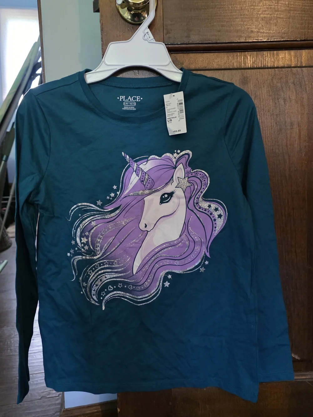 The Children's Place Teal Long-Sleeve Unicorn Graphic Tee